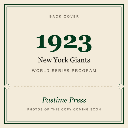1923 New York Giants World Series Program, back cover
