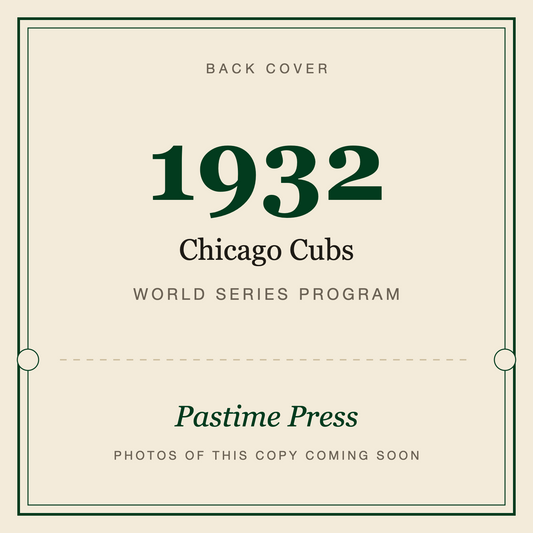 1932 Chicago Cubs World Series Program, back cover