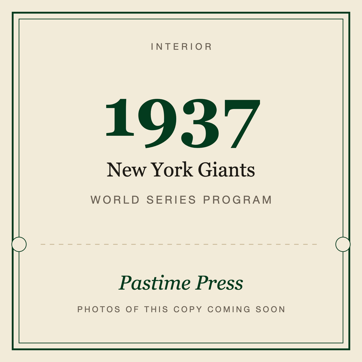 1937 New York Giants World Series Program, interior