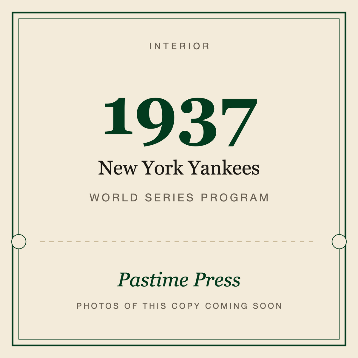 1937 New York Yankees World Series Program, interior