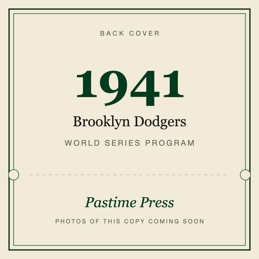 1941 Brooklyn Dodgers World Series Program, back cover