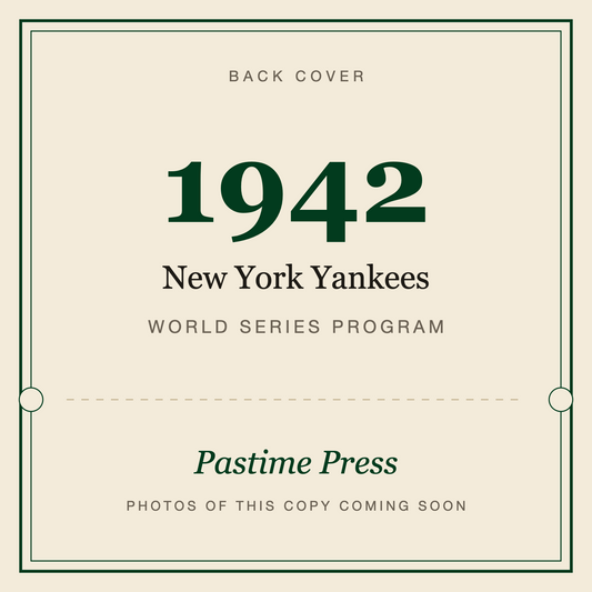 1942 New York Yankees World Series Program, back cover