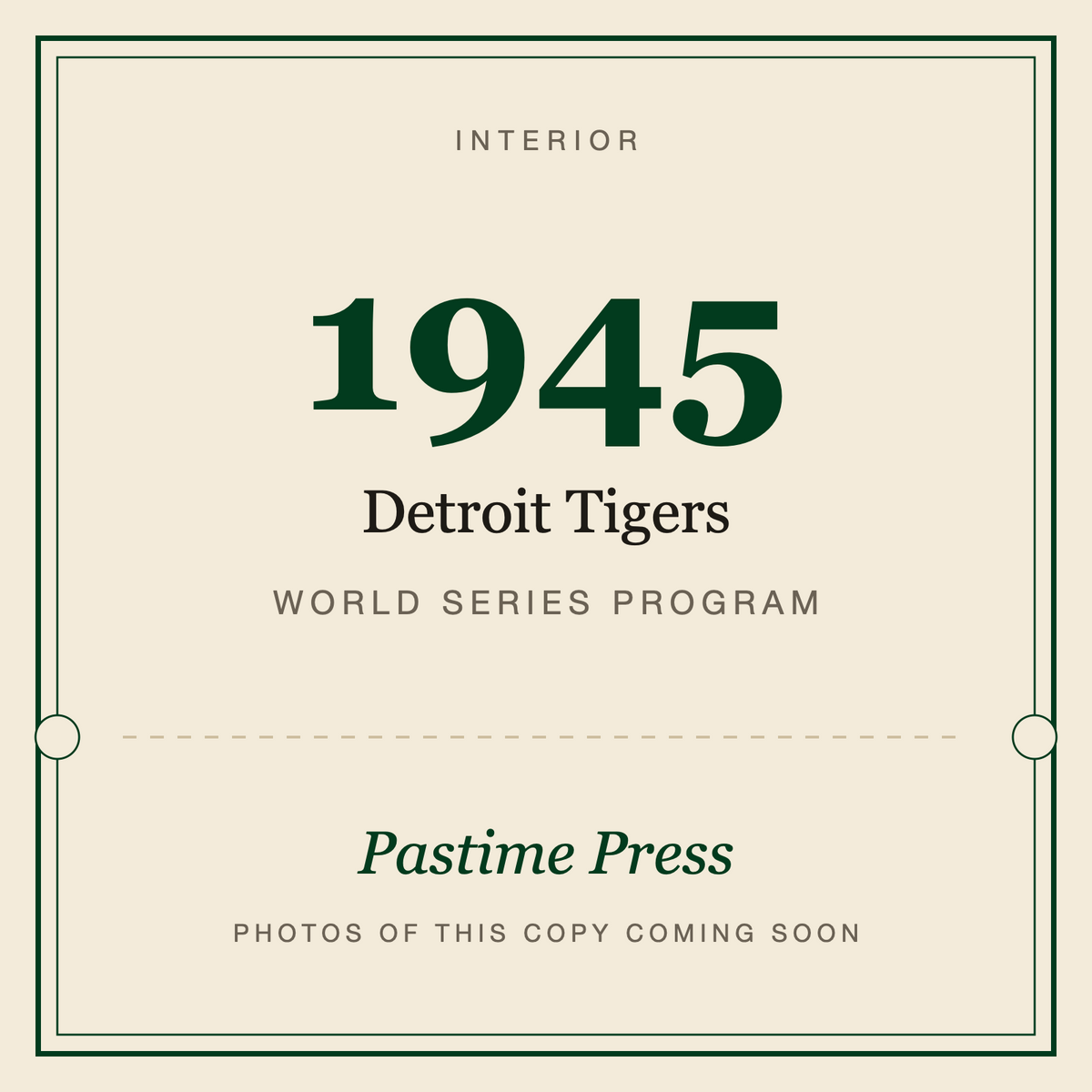 1945 Detroit Tigers World Series Program, interior