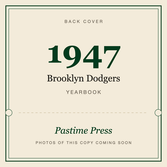 1947 Brooklyn Dodgers Yearbook, back cover
