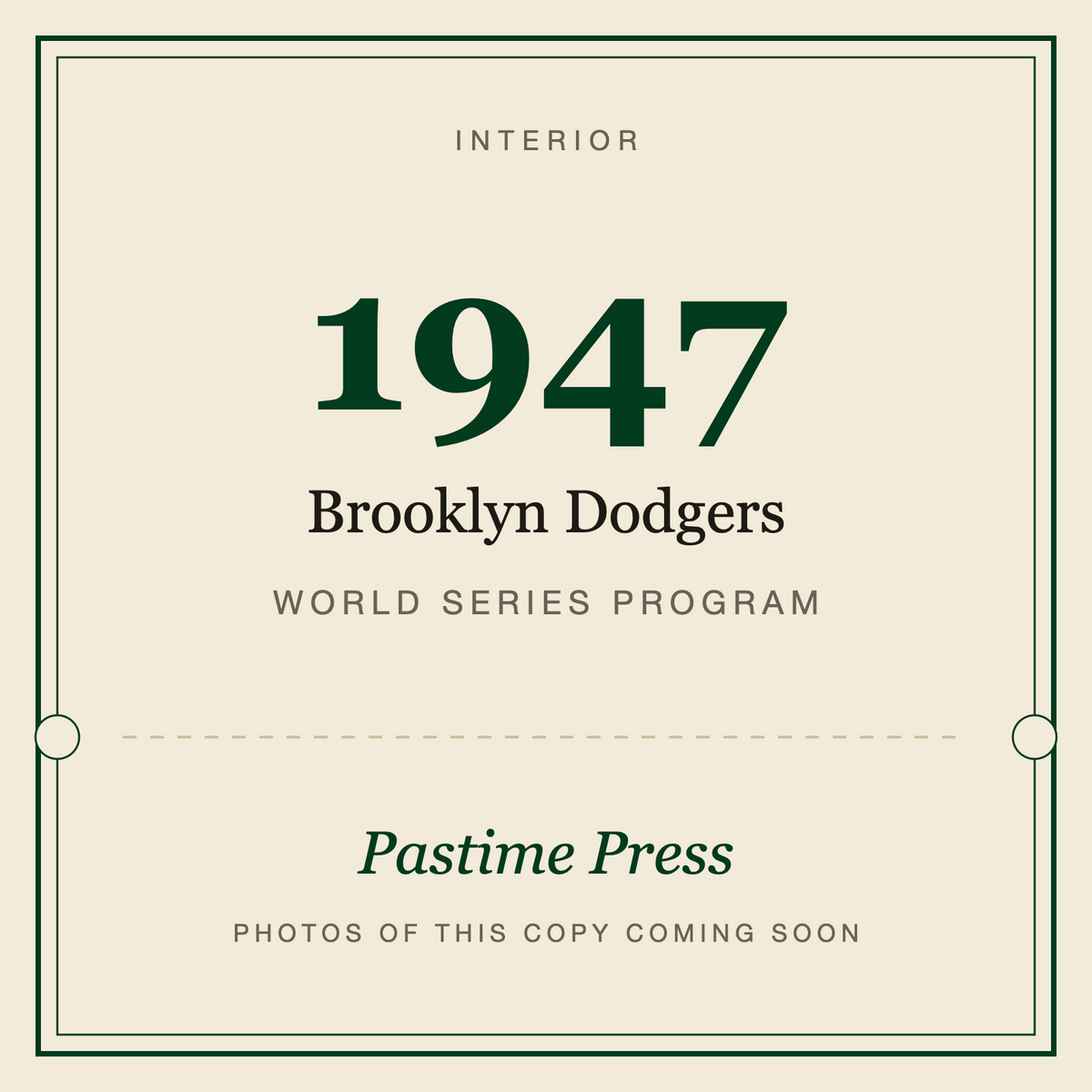 1947 Brooklyn Dodgers World Series Program, interior