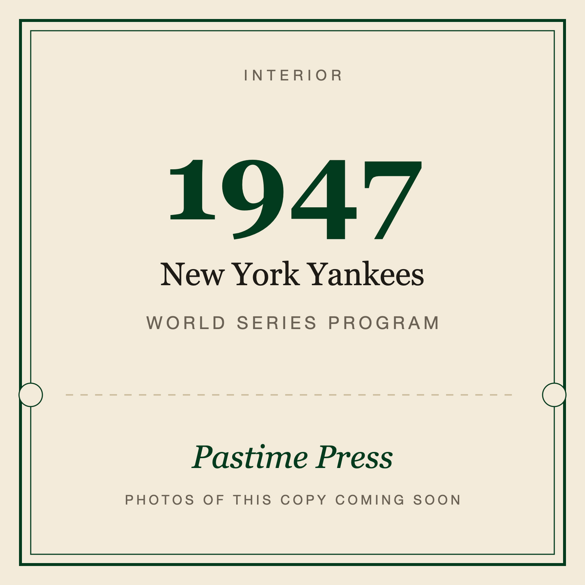 1947 New York Yankees World Series Program, interior