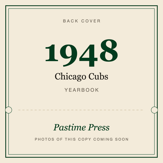 1948 Chicago Cubs Yearbook, back cover