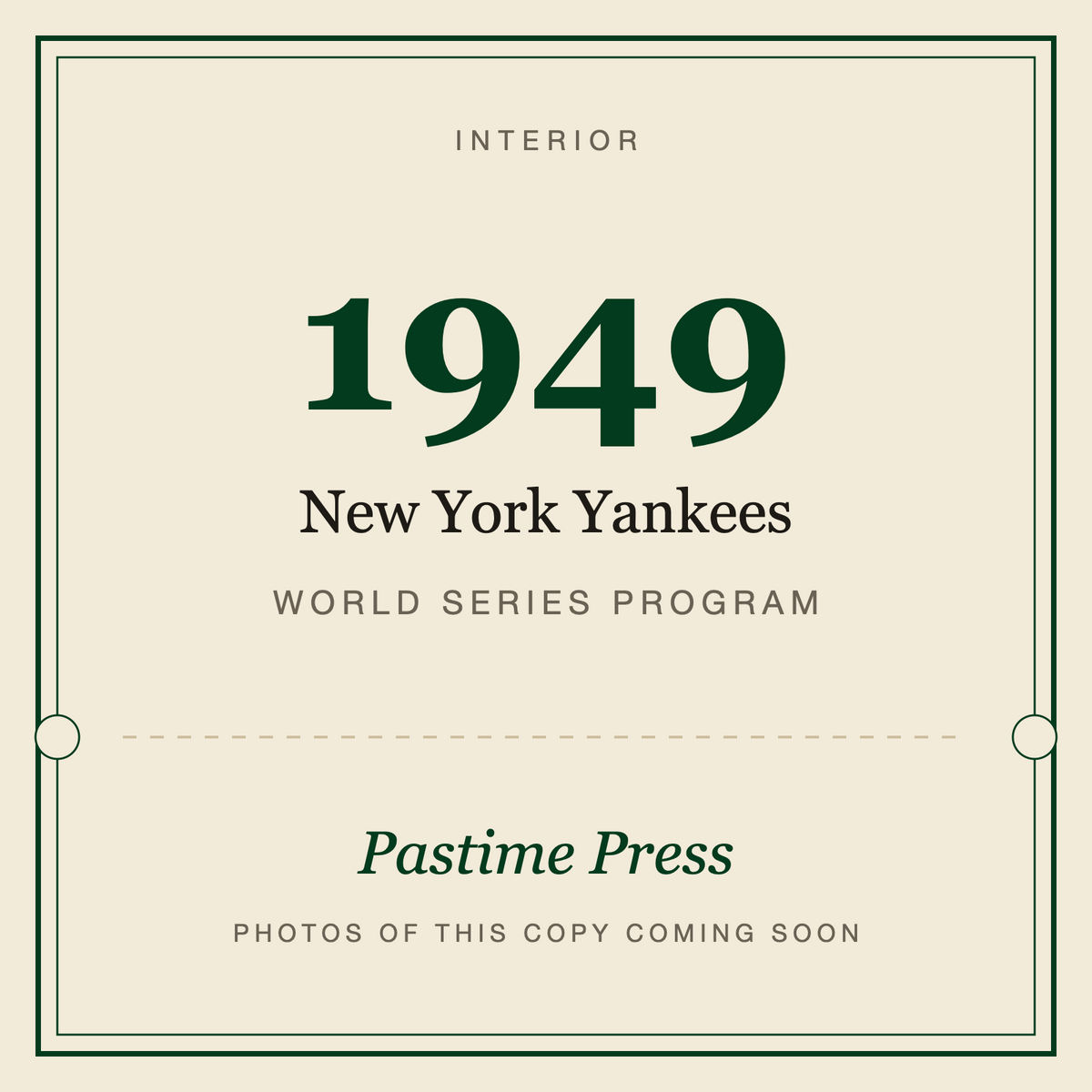 1949 New York Yankees World Series Program, interior