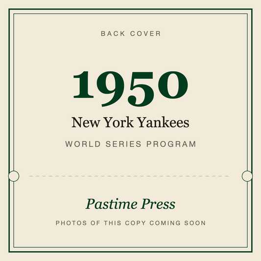 1950 New York Yankees World Series Program, back cover