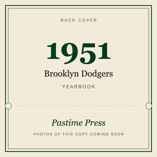 1951 Brooklyn Dodgers Yearbook, back cover