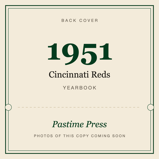 1951 Cincinnati Reds Yearbook, back cover