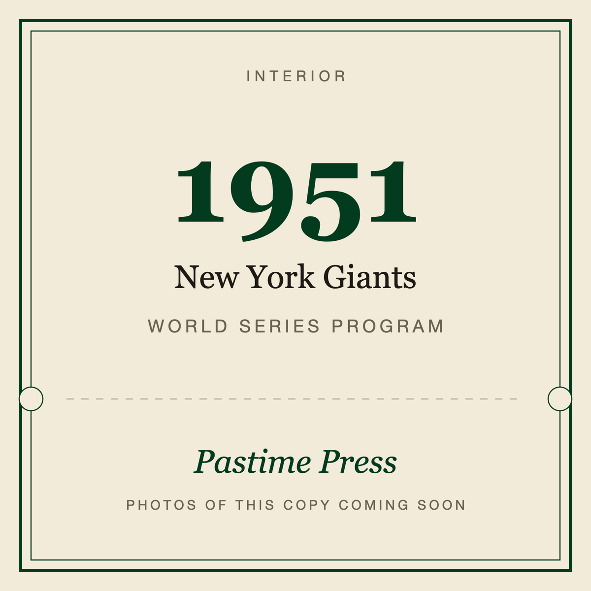 1951 New York Giants World Series Program, interior