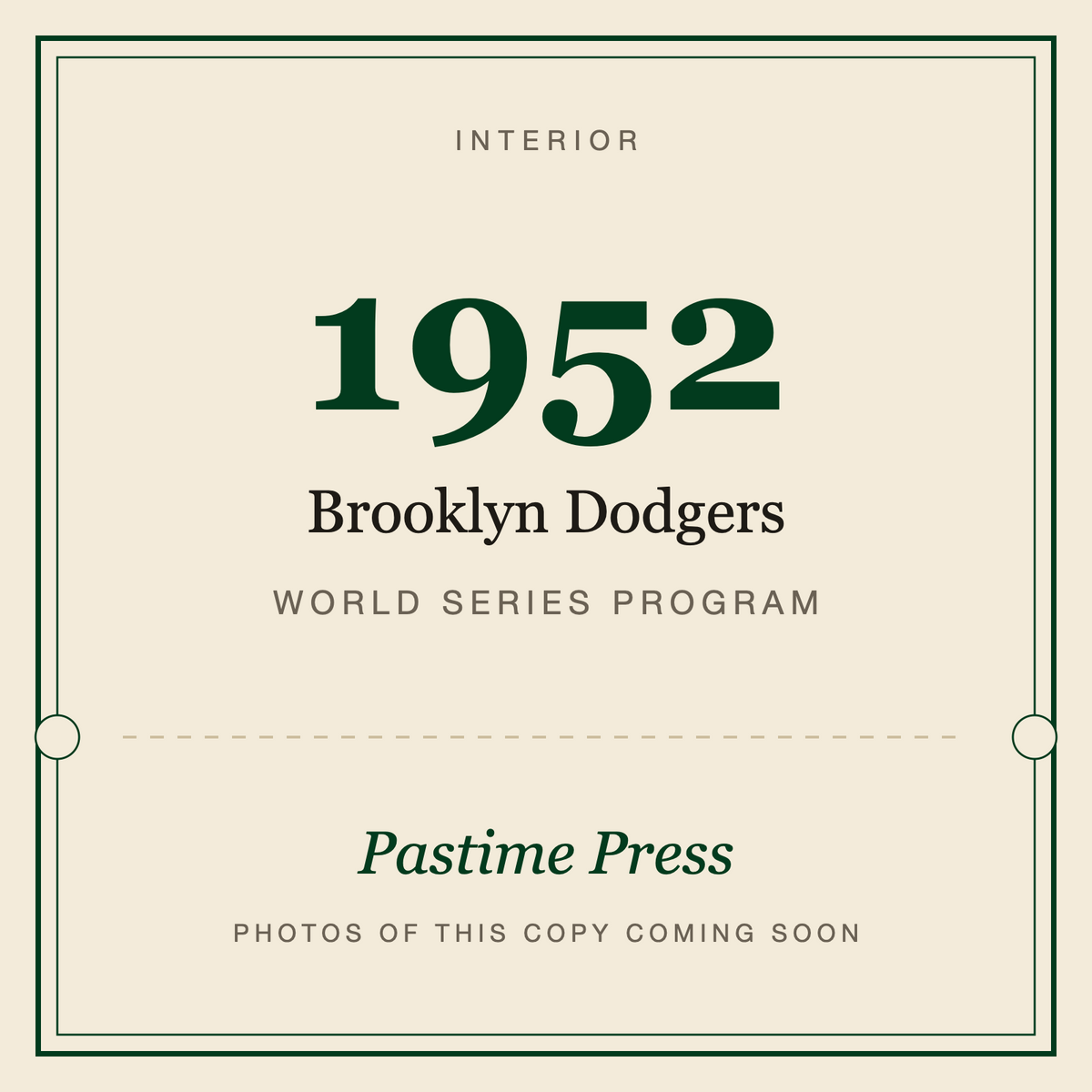 1952 Brooklyn Dodgers World Series Program, interior