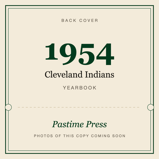 1954 Cleveland Indians Yearbook, back cover