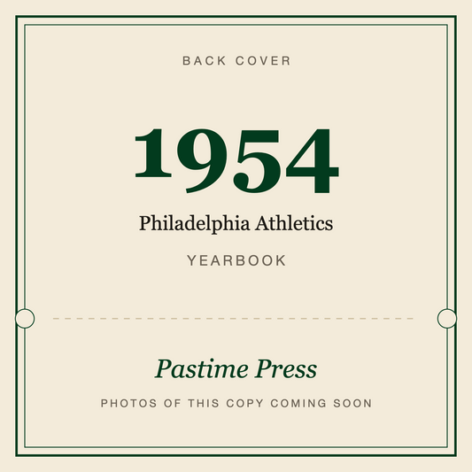 1954 Philadelphia Athletics Yearbook, back cover