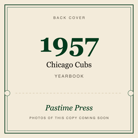 1957 Chicago Cubs Yearbook, back cover