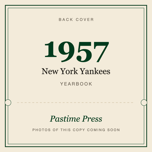 1957 New York Yankees Yearbook, back cover