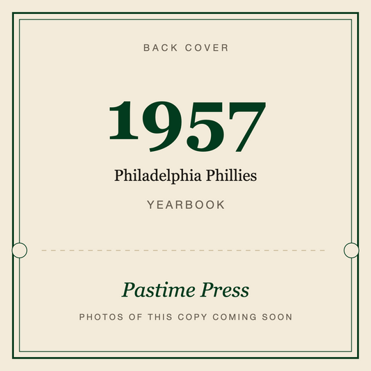 1957 Philadelphia Phillies Yearbook, back cover