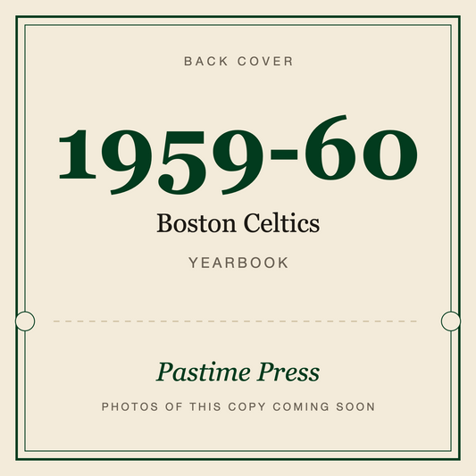 1959-60 Boston Celtics Yearbook, back cover