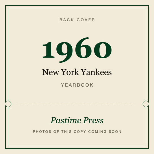 1960 New York Yankees Yearbook, back cover