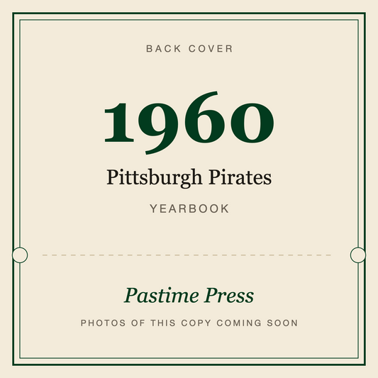 1960 Pittsburgh Pirates Yearbook, back cover