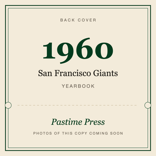 1960 San Francisco Giants Yearbook, back cover