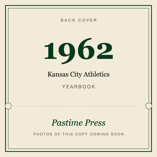 1962 Kansas City Athletics Yearbook, back cover