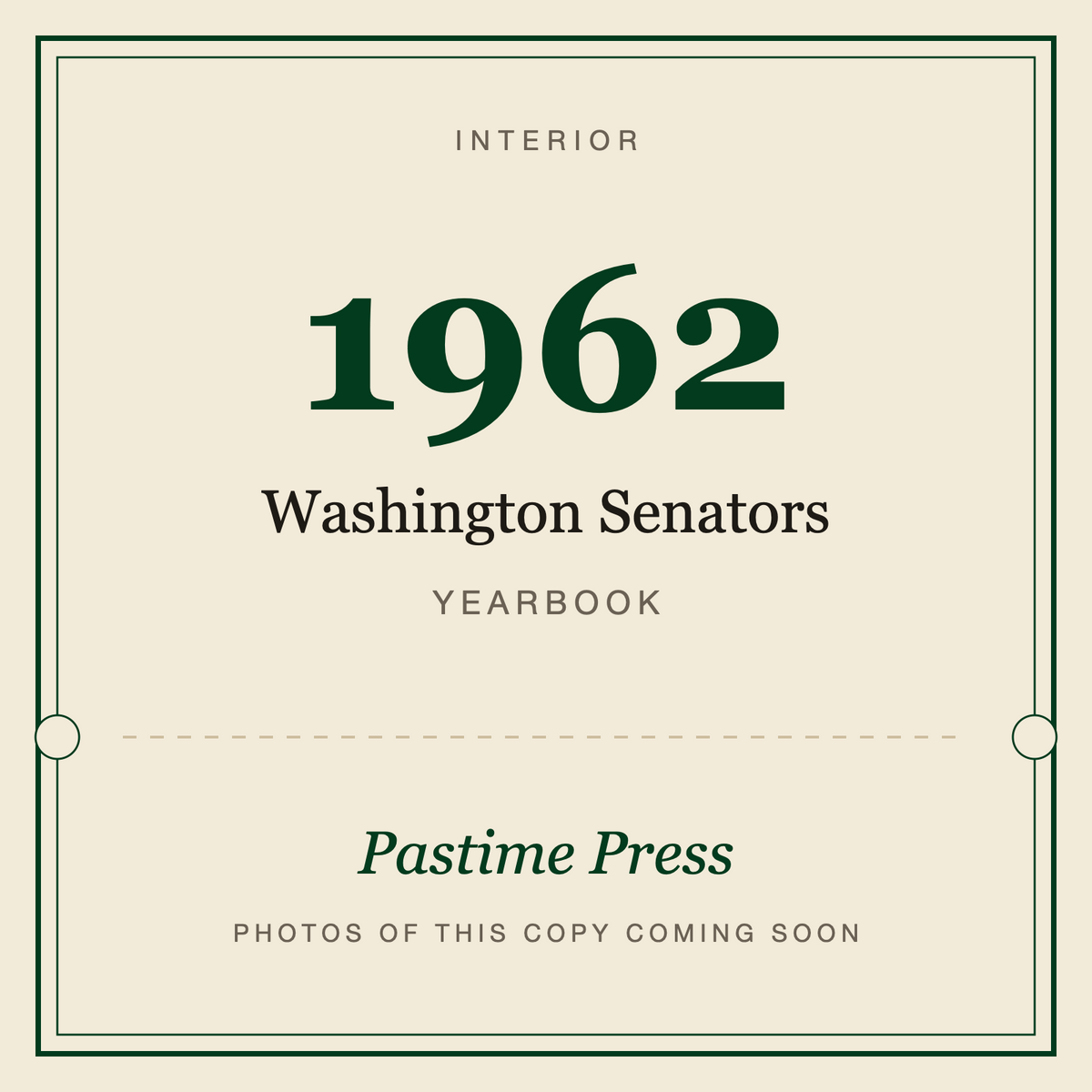 1962 Washington Senators Yearbook, interior