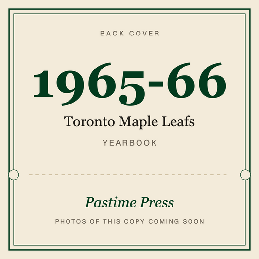 1965-66 Toronto Maple Leafs Yearbook, back cover