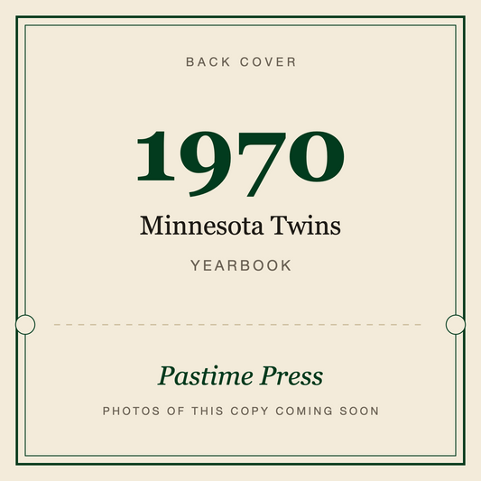 1970 Minnesota Twins Yearbook, back cover