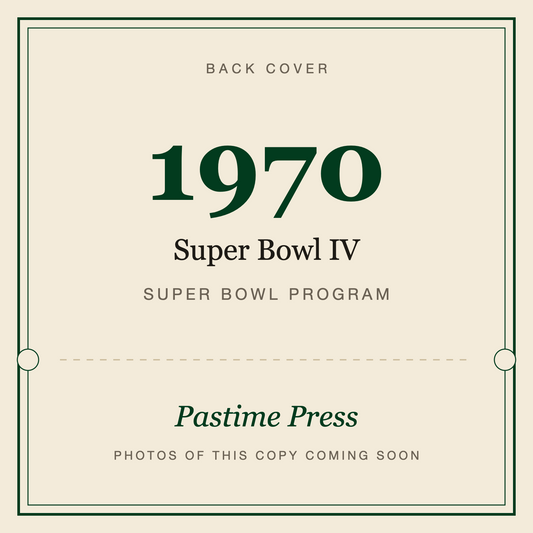 1970 Super Bowl IV Program, back cover