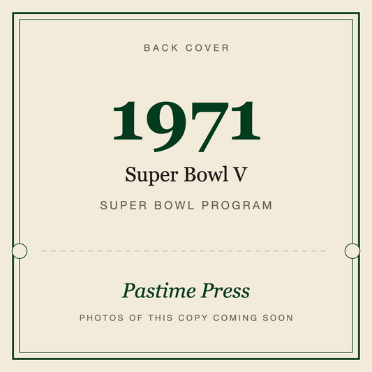1971 Super Bowl V Program, back cover