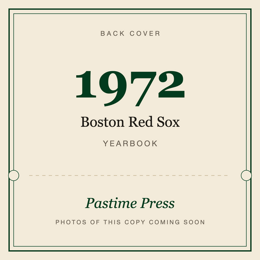 1972 Boston Red Sox Yearbook, back cover