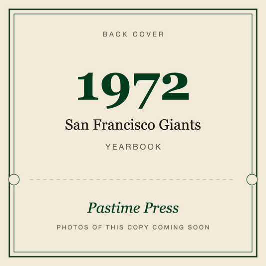 1972 San Francisco Giants Yearbook, back cover