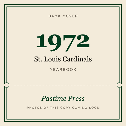 1972 St. Louis Cardinals Yearbook, back cover