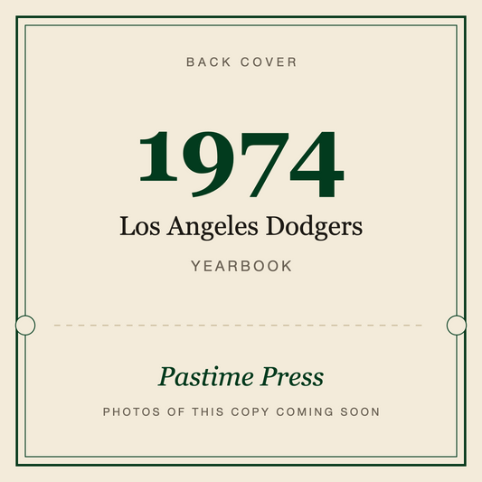 1974 Los Angeles Dodgers Yearbook, back cover