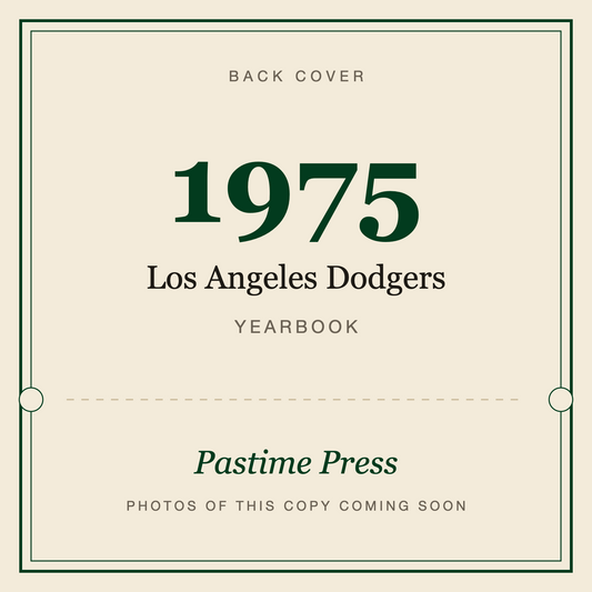 1975 Los Angeles Dodgers Yearbook, back cover