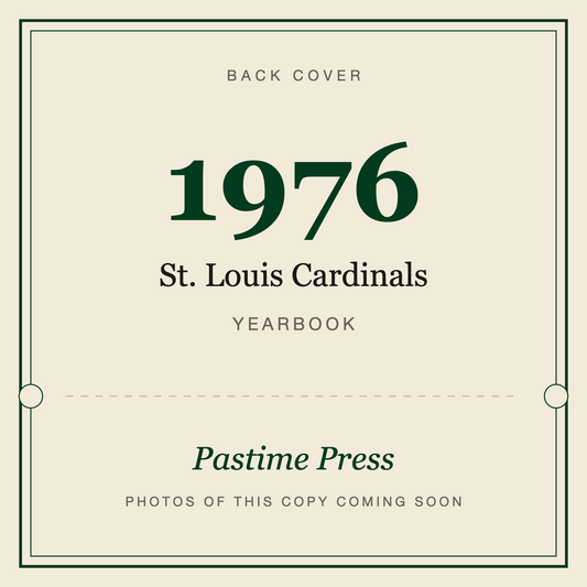 1976 St. Louis Cardinals Yearbook, back cover