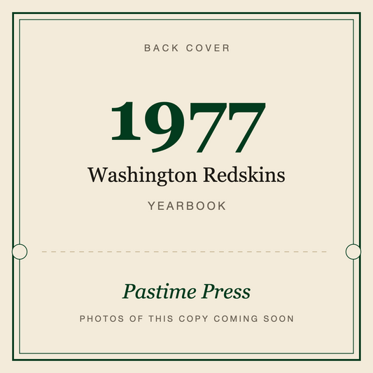 1977 Washington Redskins Yearbook, back cover