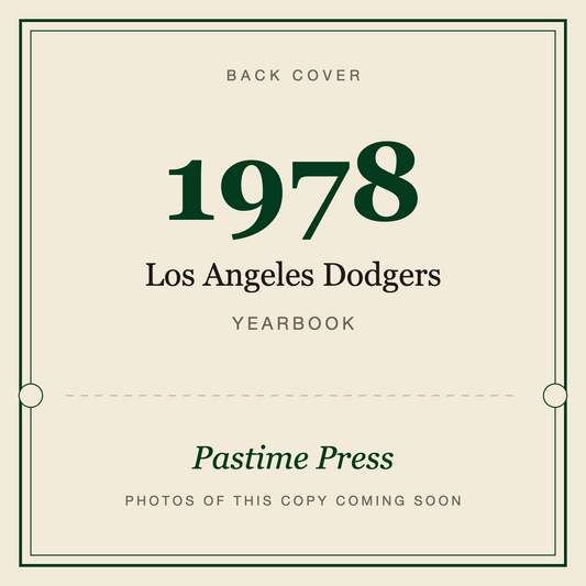 1978 Los Angeles Dodgers Yearbook, back cover