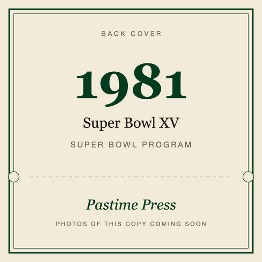 1981 Super Bowl XV Program, back cover