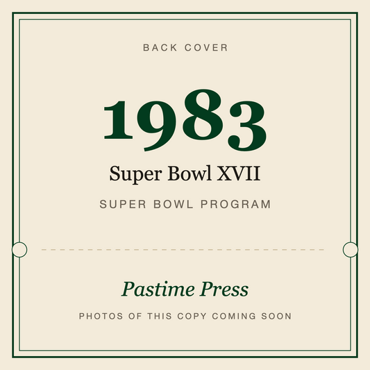 1983 Super Bowl XVII Program, back cover