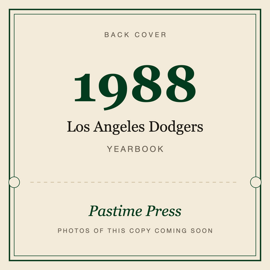 1988 Los Angeles Dodgers Yearbook, back cover