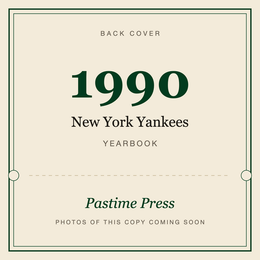 1990 New York Yankees Yearbook, back cover