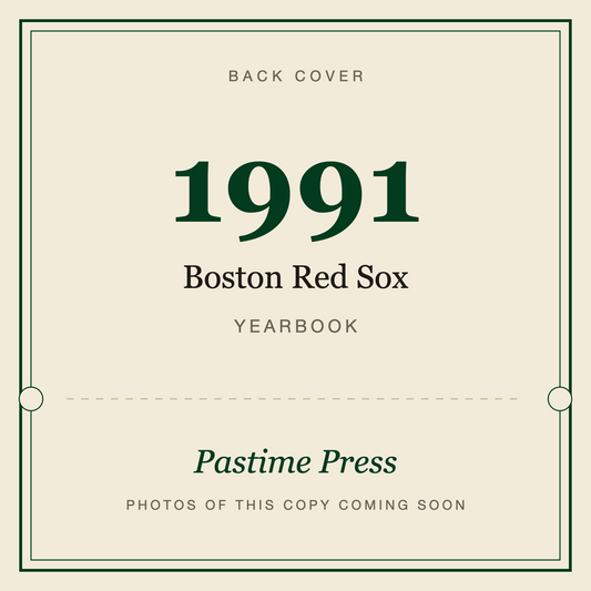 1991 Boston Red Sox Yearbook, back cover