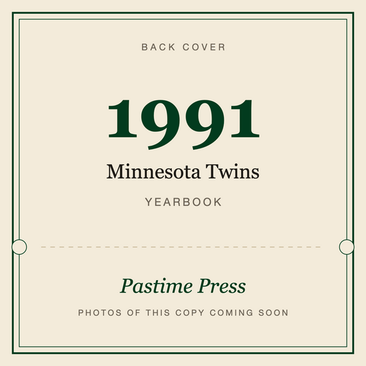 1991 Minnesota Twins Yearbook, back cover