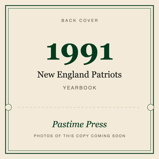 1991 New England Patriots Yearbook, back cover