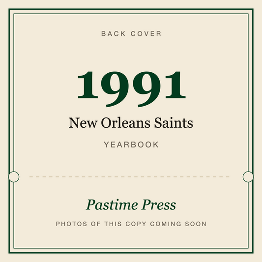 1991 New Orleans Saints Yearbook, back cover