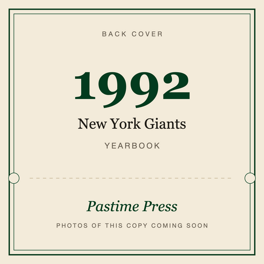1992 New York Giants Football Yearbook, back cover
