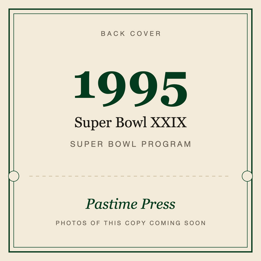 1995 Super Bowl XXIX Program, back cover